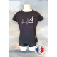 T-shirt cintré noir et argent battement coeur