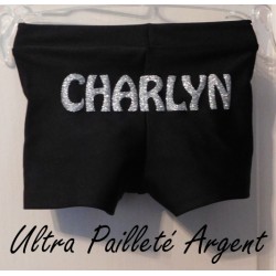 Short noir avec Prénom en Pailleté