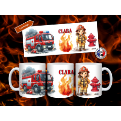 Mug Enfant Incassable modèle Pompier Fille Personnalisé