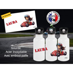 Gourde personnalisé enfant modèle Karting fille