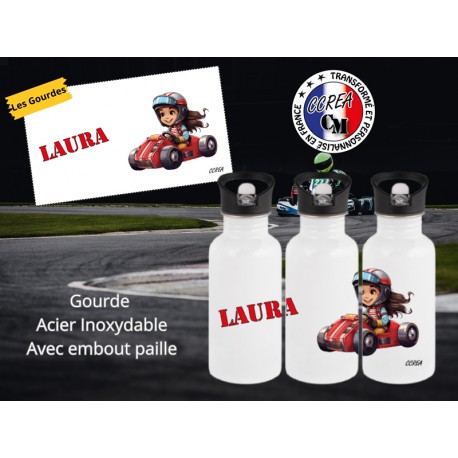 Gourde personnalisé enfant Karting fille