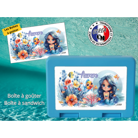 Boîte à goûter Bleu personnalisé enfant Modèle Sirène