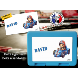 Boîte à goûter Bleu personnalisé enfant Modèle Karting Garçon