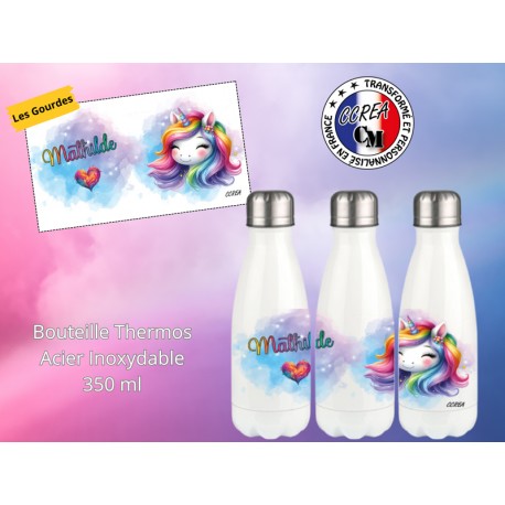 Bouteille Thermos personnalisé enfant Modèle Licorne