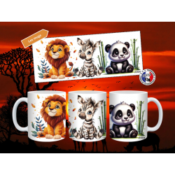 Mug Enfant Incassable modèle Lion Zèbre et panda Personnalisé