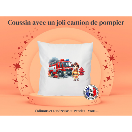 Coussin avec un Camion de pompier et Garçon