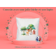 Coussin avec une jolie biche et son lapin